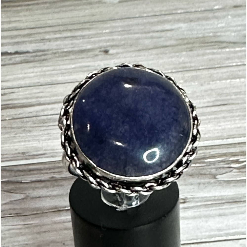 💕 Lapis gemstone ring stamped 925‎ silver plated size 8